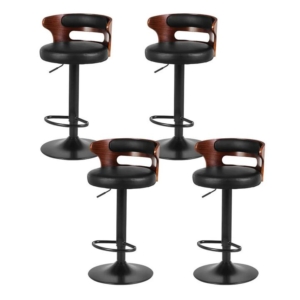 4x Bar Stools Gas Lift Faux Leather