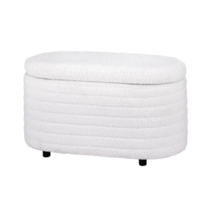 Storage Ottoman Blanket Box 87cm Boucle Fabric Oval