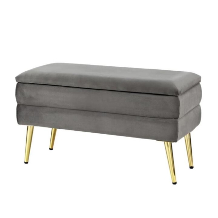 Ottoman Storage Foot Stool Velvet Grey