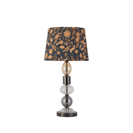 Allegra Flower Fabric Shade Metal Glass Base Desk Table Light Lamp Black Nickel