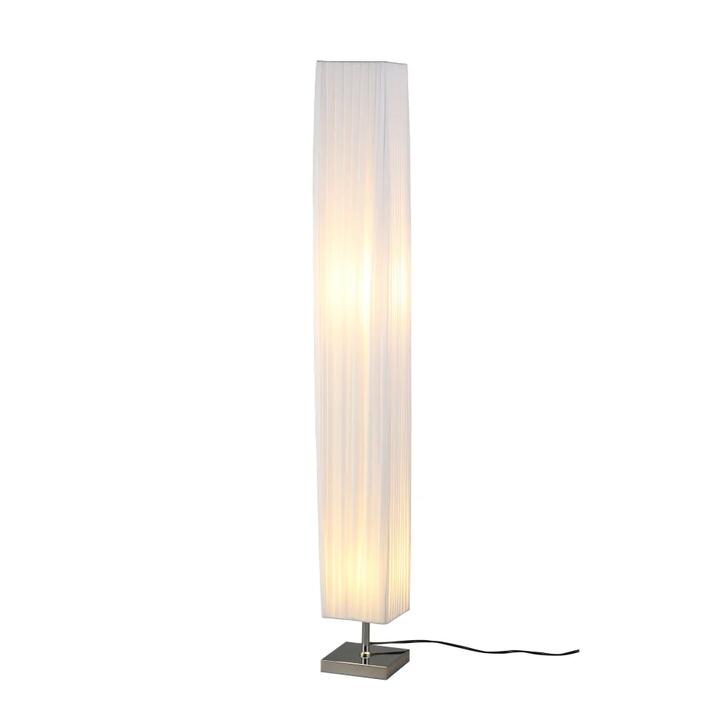 Primrose Modern Metal Chrome Base Fabric Shade Floor Standing Light Lamp White