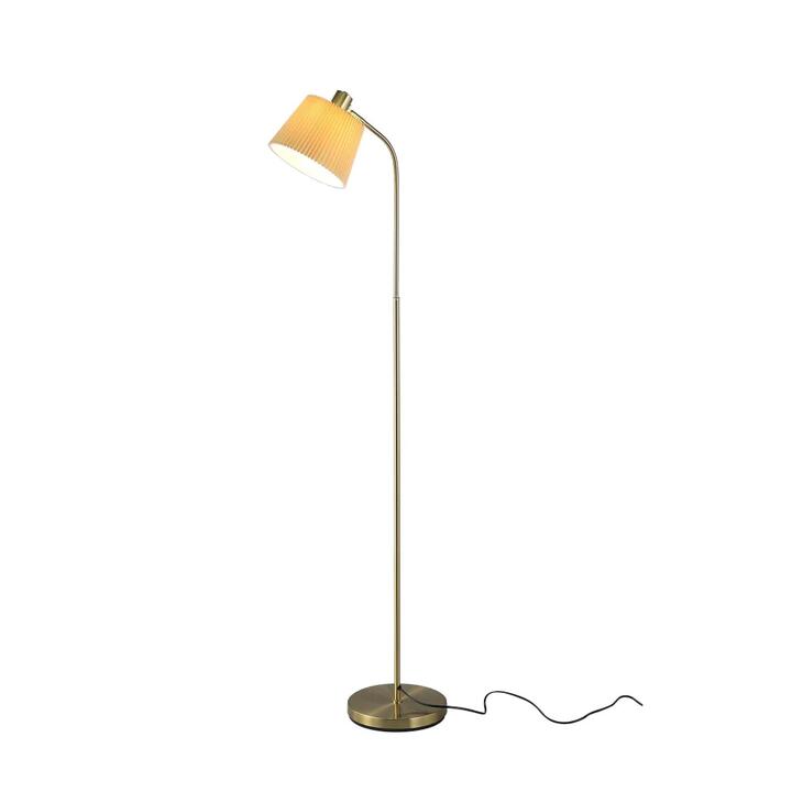 Roderick Moden Elegant Metal Base Fabric Shade Standing Floor Light Lamp Brass/Khaki