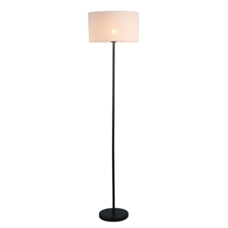 Flint Fabric Shade Metal Base Standing Floor Light Lamp Linen/Black