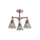 Willis Modern 3-Lights Ceiling Lamp Glass Shade Antique Copper/Smoky