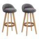 Set of 2 Fabric Backrest Bar Stools - Grey