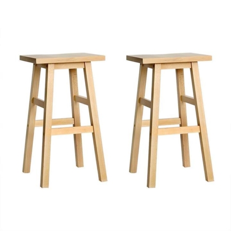 Set of 2 Beech Wood Bar Stools - Natural