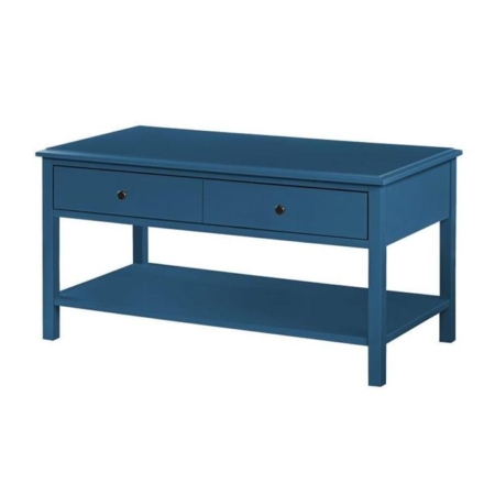 Wyatt Walker Open Shelf Coffee W/ 2-Drawers Table - Teal