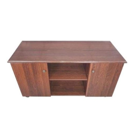 Sanz Return Office Desk with Adjustable Shelf/Cabinets - Rich Walnut