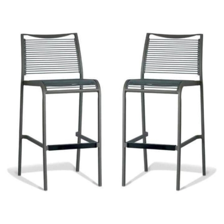 Set of 2 - Wanika Outdoor Bar Stool 75cm - Grey