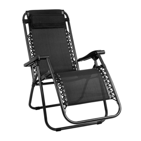 Outdoor Portable Recliner Relaxing Accent Zero Gravity Chair ArmChair - Black