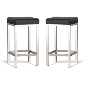 Set of 2 - Borgo Bar Stool 65cm - Polished Frame - Black