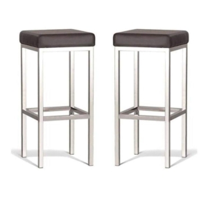 Set of 2 - Borgo Bar Stool 75cm - Polished Frame - Brown