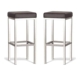 Set of 2 - Borgo Bar Stool 75cm - Polished Frame - Brown