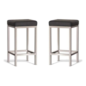 Set of 2 - Borgo Bar Stool 65cm - Brushed Frame - Black