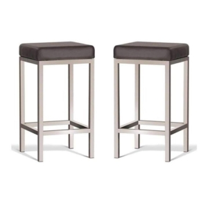 Set of 2 - Borgo Bar Stool 65cm - Brushed Frame - Brown