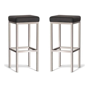 Set of 2 - Borgo Bar Stool 75cm - Brushed Frame - Black