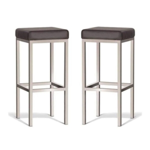 Set of 2 - Borgo Bar Stool 75cm - Brushed Frame - Brown