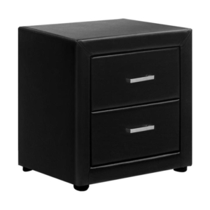 PVC Leather Bedside Table - Black