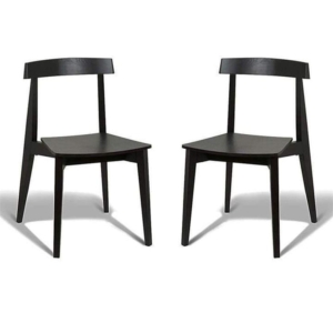 Set of 2 - Masa Ito Oriental Dining Chair - Black Frame - Black Timber Seat