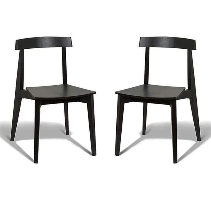 Set of 2 - Masa Ito Oriental Dining Chair - Black Frame - Black Timber Seat