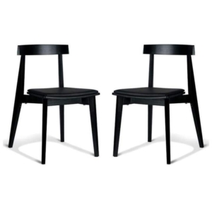 Set of 2 - Masa Ito Oriental Dining Chair - Black Frame - Black Cushion Seat