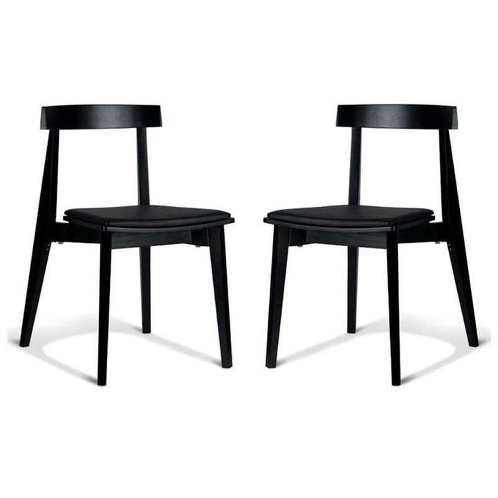 Set of 2 - Masa Ito Oriental Dining Chair - Black Frame - Black Cushion Seat