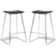 Set of 2 - Porter Nordberg Kitchen Counter Bar Stool 73m - Chrome Frame - Natural Veneer - Black Cushion Seat