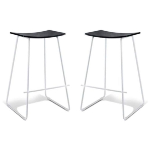 Set of 2 - Porter Nordberg Kitchen Counter Bar Stool 70m - White Frame - Black Veneer Seat