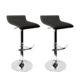 Set of 2 PU Leather Wave Style Bar Stools - Black