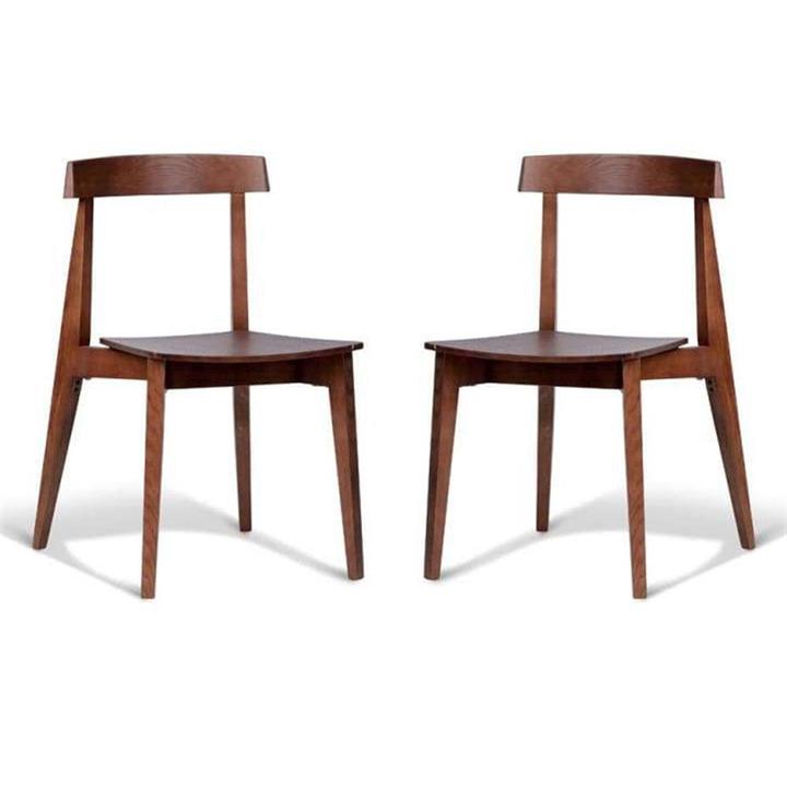 Set of 2 - Masa Ito Oriental Dining Chair - Walnut Timber Seat