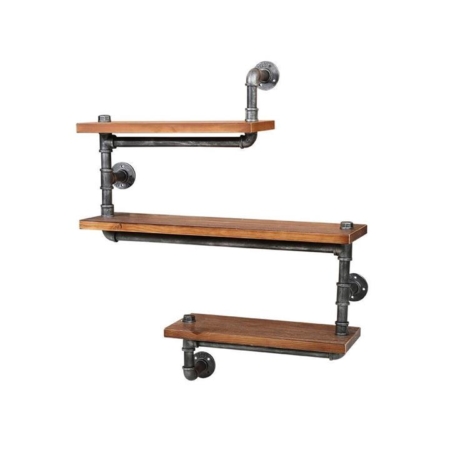 Display Shelves Rustic Bookshelf Industrial DIY Pipe Shelf Wall Brackets