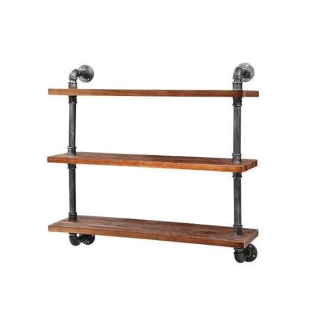 Display Wall Shelves Industrial DIY Pipe Shelf Brackets Rustic Bookshelf