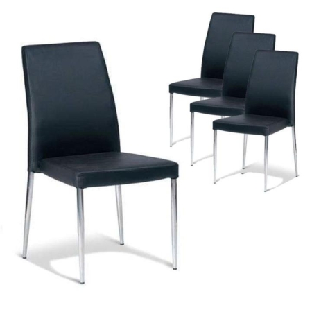 Set of 4 - Bailey Dining Chair  - Stainless Steel Frame - Black