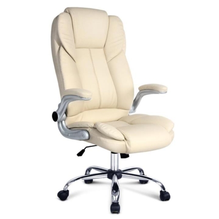 PU Leather Executive Office Desk Chair - Beige