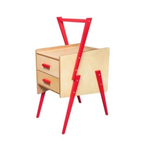 Swing Scandinavian Bedside Nightstand Side End Lamp Table - Red
