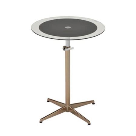 Upo Height Adjustable Round Side Lamp End Table Glass Top