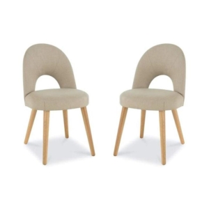Set of 2 - Charlie Scandinavian Fabric Dining Chair - Stone