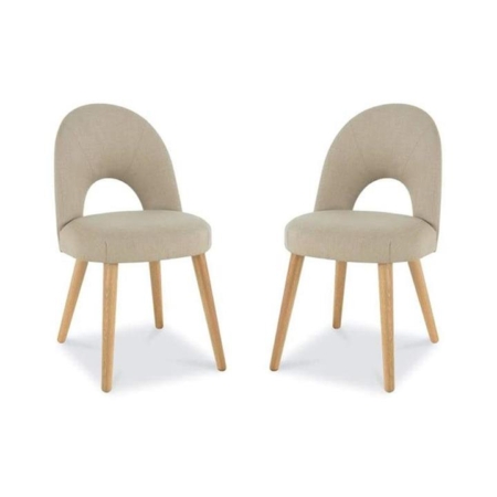 Set of 2 - Charlie Scandinavian Fabric Dining Chair - Stone