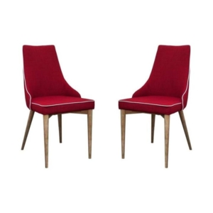 Set of 2 - Martini Luxury Scandinavian Fabric Dining Chair - Red
