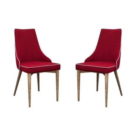 Set of 2 - Martini Luxury Scandinavian Fabric Dining Chair - Red