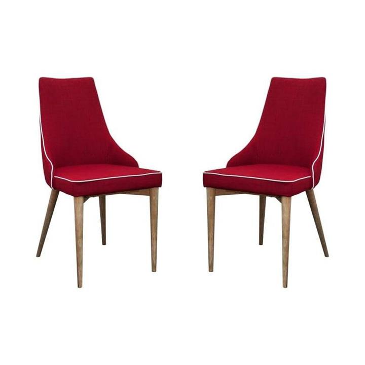 Set of 2 - Martini Luxury Scandinavian Fabric Dining Chair - Red