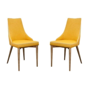 Set of 2 - Martini Luxury Scandinavian Fabric Dining Chair - Yellow