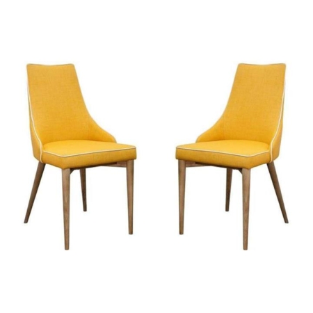 Set of 2 - Martini Luxury Scandinavian Fabric Dining Chair - Yellow