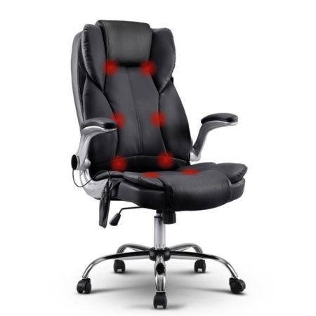 8 Point PU Leather Massage Chair - Black