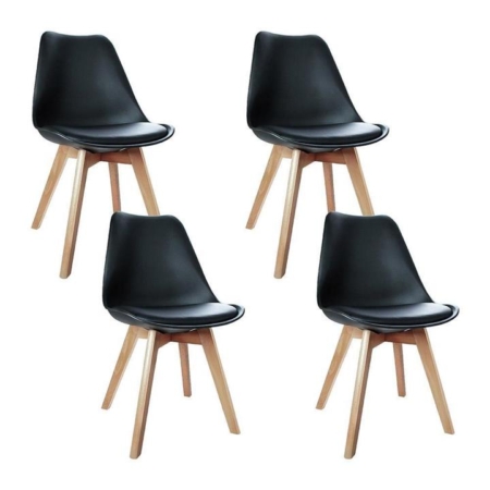 Set of 4 Padded Dining Chair - Black