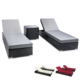 Outdoor Sun Lounge Wicker Lounger Setting Day Bed Chair Pool Furniture Rattan Sofa Cushion Garden Patio 3pc Black Frame