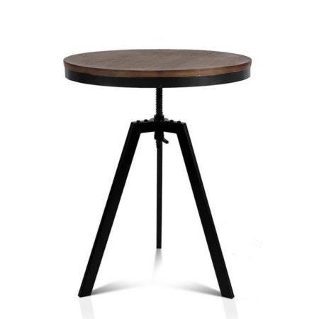 Elm Wood Round Dining Table - Dark Brown