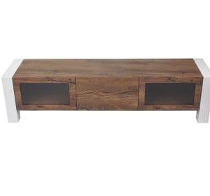 Kaitlyn TV Stand Cabinet Entertainment Unit 2m - Antique Oak / High Gloss White