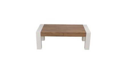 Megan Rectangular Wooden Coffee Table - Antique Oak / High Gloss White