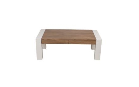 Megan Rectangular Wooden Coffee Table - Antique Oak / High Gloss White